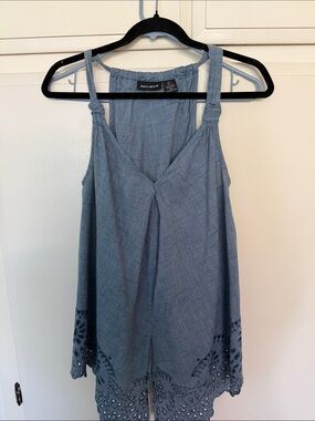 DKNY Blue Eyelet-Hem Sleeveless Tunic
